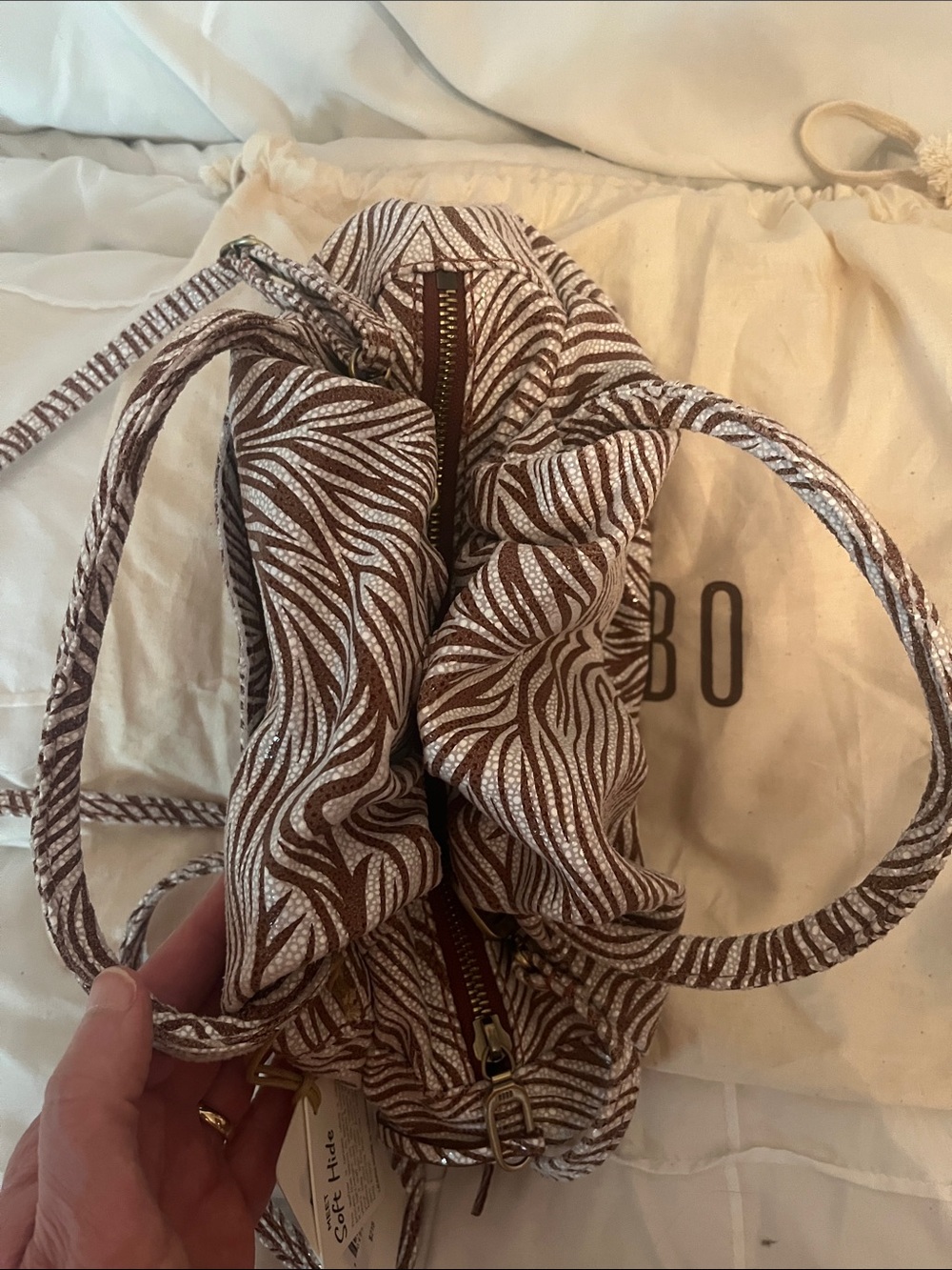 HOBO Brown and White Zebra-Print Hobo Tote - Picture 6 of 16